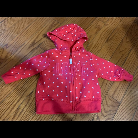 Coral/Red LOVE hoodie for baby - Picture 2 of 3